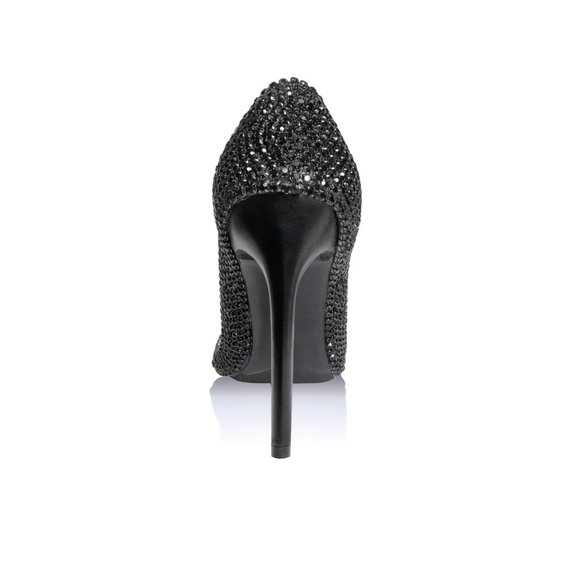 Black Diamond Bling High Heel Stilettos - Picture 3 of 5